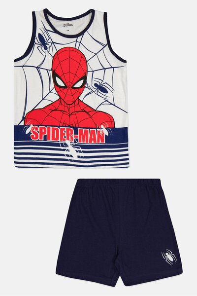 Marvel Kids Boy 2 Pieces Spider Man Top And Bottom Pajama Set, Multicolor