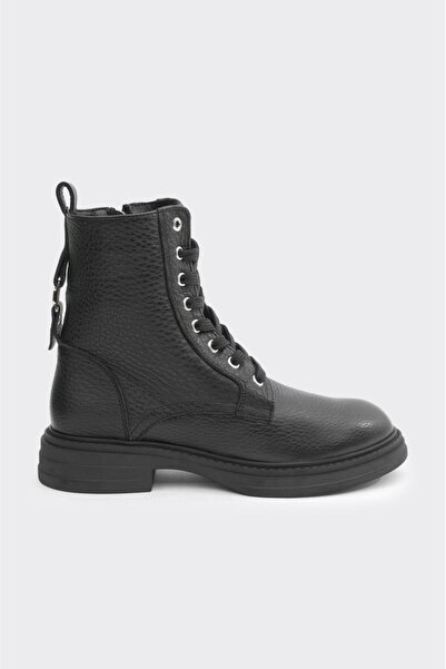 derinet Hakiki Deri Fermuarlı Kadın Bot