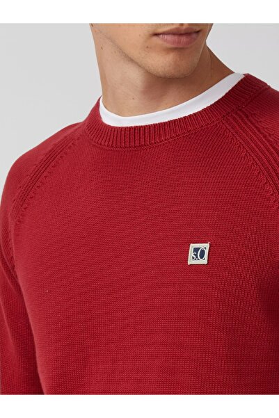 s.Oliver Men's knitted sweater, made of cotton with raglan sleeves, Red