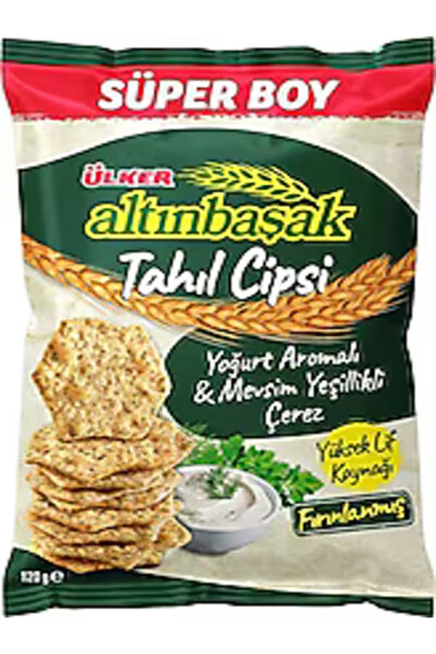 Ülker altınbaşak tahıl cipsi yogurt ve mevsim yeşillikli büyük boy
