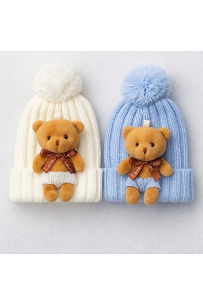 Le Touche Tricotaj pentru copii Beretă de iarnă pentru bebeluși cu ursuleț 1-...