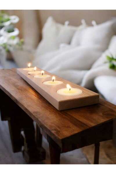 Ayşe Abladan Ahsap Dekorotıf 5lı Mumluk