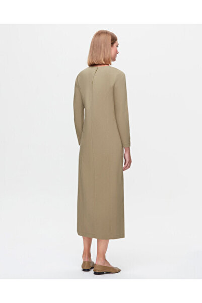 MISS DALIDA T25K-4003 Uzun Kollu Kumaş Elbise GREEN