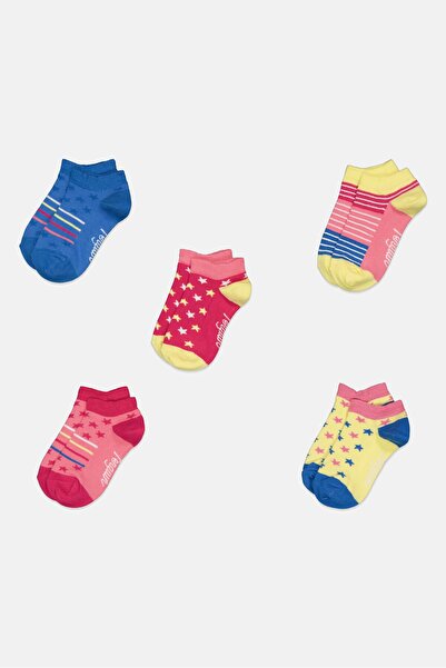 Original Penguin Kids Girl 5 Pairs Printed Ankle Socks, Multicolor