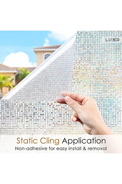 LUXER Folie Decorativa Privacy Pentru Geamuri, Model - Mozaic Holografic, Dimensiuni 200x60 cm