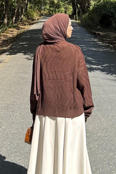 lamelif Πλεκτό πουλόβερ με σχέδιο καφέ