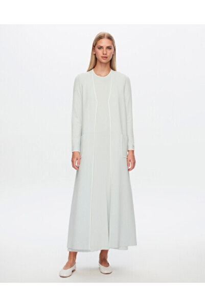 Genel Markalar T24Y-4009 Yakası Ve Bileği Çizgili Elbise 1024-NİLE