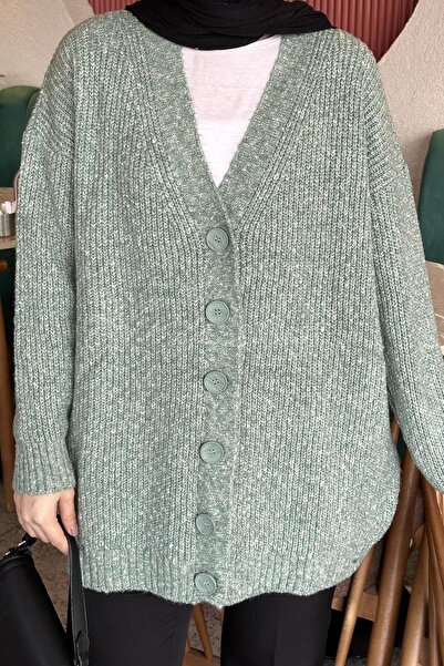 lamelif Μακριά ζακέτα μέντα πράσινο