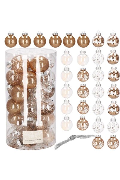 SERSIMO Unique Christmas bauble set, 30 pieces, 6cm, transparent and gold