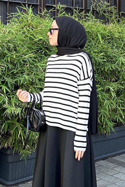 lamelif Ριγέ πουλόβερ Fisherman Λευκό