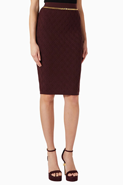 Elisabetta Franchi Textured Knitwear, Chain and Stone Detailed Luxury Chain A...