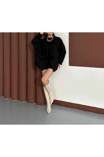 SUYA US WEAR سترة كارديجان مربوطة – نسيج ناعم، تصميم كبير الحجم وأنثوي