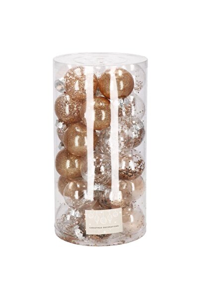 SERSIMO Unique Christmas bauble set, 30 pieces, 6cm, transparent and gold