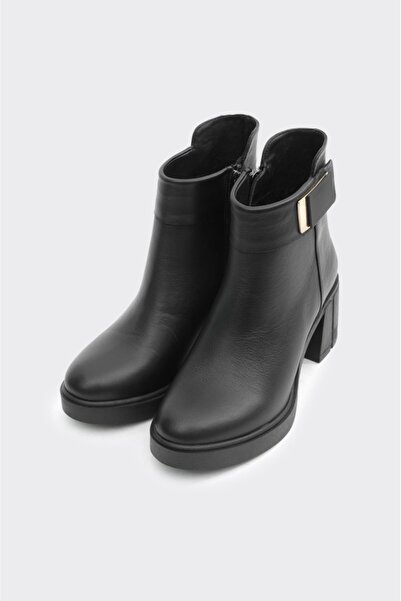 derinet Hakiki Deri Fermuarlı Topuklu Kadın Bot