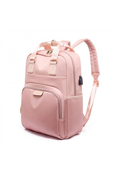 Rovitech Multifunctional Backpack for Women, USB port, 25L, 41 x 31 x 11.5 cm, Pink