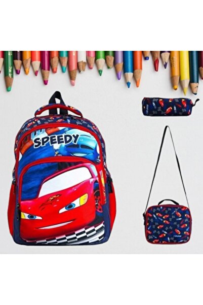KY Boys' Primary School Orthopedic Car 3-Piece Laci Bag Set with 3 Compartmen...