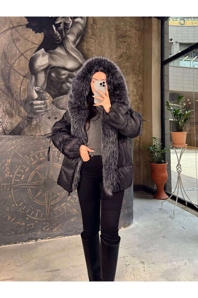 missswans Solen Cepli Kolları Ayarlanabilir Bağlamalı Çıkarılabilir Kürk Yaka...