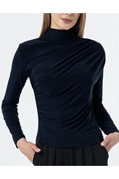 HEDEF DAİSY Жіночий одяг з вузьким коміром, довгими рукавами та збірками