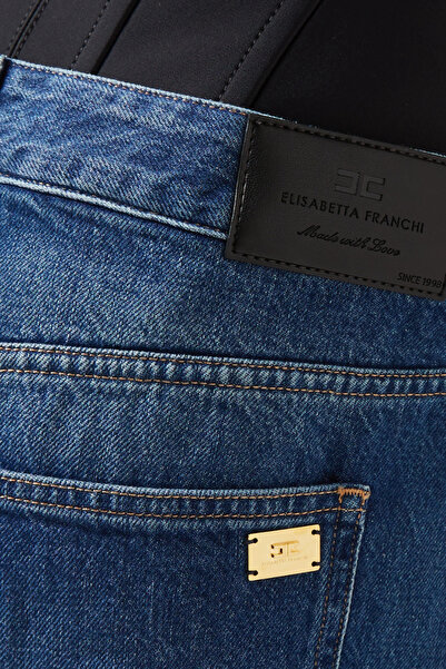 Elisabetta Franchi Korse Bel Detaylı, Yüksek Bel Fitted Denim Jean
