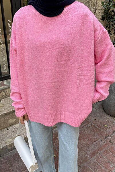 lamelif Πουλόβερ με χαλαρή υφή ροζ