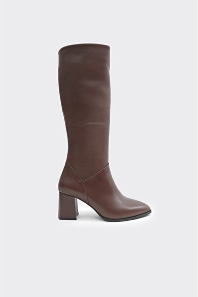 derinet Hakiki Deri Fermuarlı Kadın Çizme