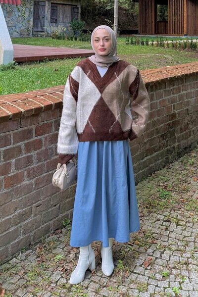 lamelif Baklava Pattern Sweater Brown