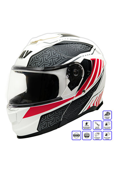 GP KOMPOZİT GP MY HELMET MKS002-WRB Güneş Vizörlü Şeffaf Çene Açılır Motosiklet Kaskı