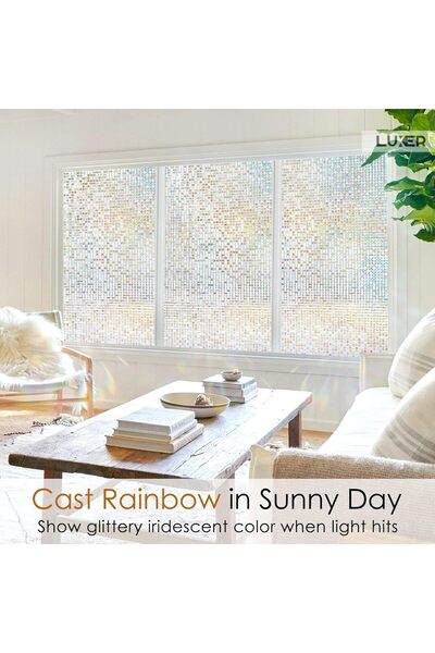 LUXER Folie Decorativa Privacy Pentru Geamuri, Model - Mozaic Holografic, Dimensiuni 200x60 cm
