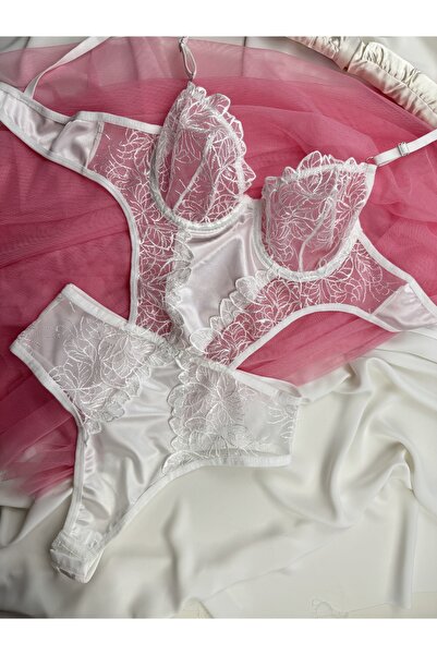ROZENİN LINGERIE Balenli Alttan Çıtçıtlı Dantelli Bodysuit