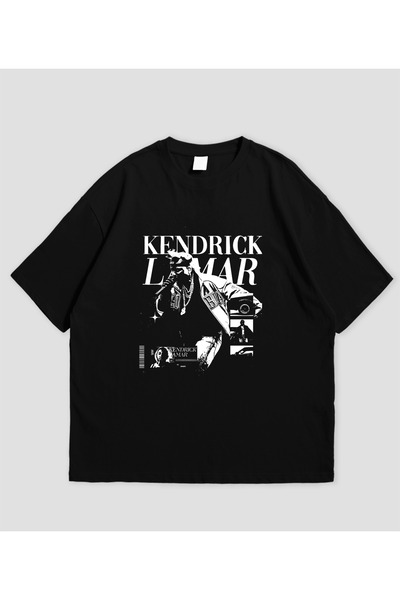 SVART WEAR تي شيرت كبير الحجم مطبوع عليه كيندريك لامار