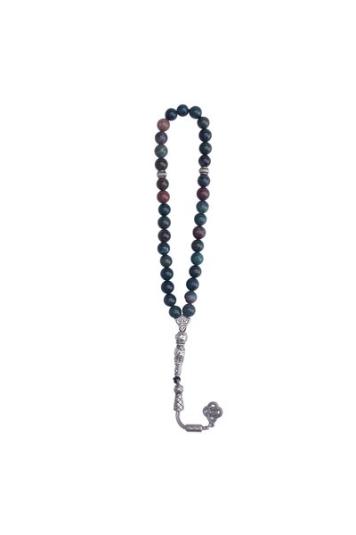 Zeynep Büyükbay Blood Stone Natural Stone Prayer Beads 33 Pieces