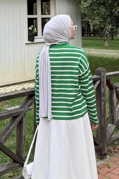 lamelif Ριγέ πουλόβερ Fisherman Πράσινο