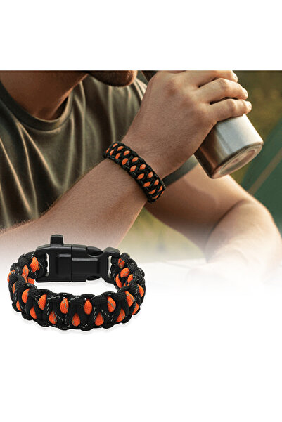 Tesbihane Tactical Paracord Bracelet with Compass and Lighter - Flame Camo Pattern - for Camping and Outdoor Sports