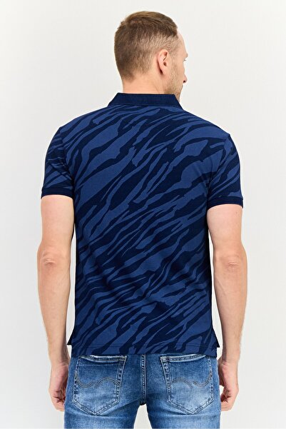 Levi's Men Regular Fit Animal Print Short Sleeve Polo Shirt, Blue