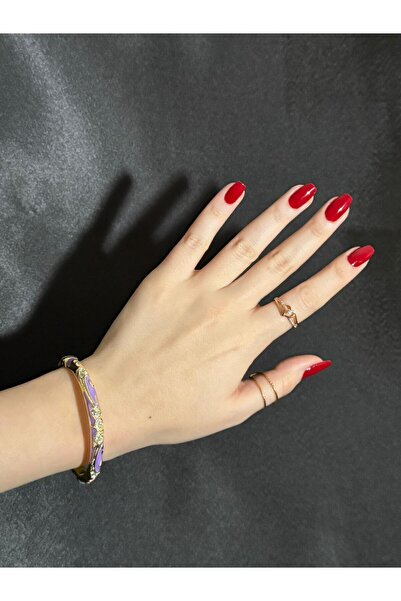 Sirena Accessories Gri Taşlı ve Gold İşlemeli Mineli Bileklik