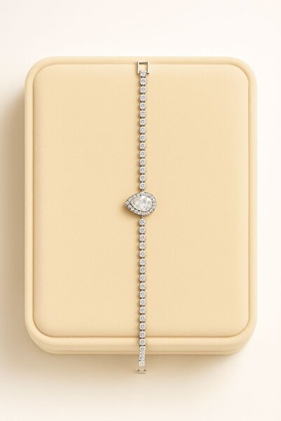 ESYURA ACCESSORIES سوار فولاذي - سوار نسائي من الزركون بنمط قطرات ماء مقاوم ل...