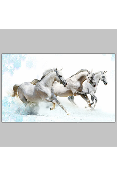 Generic Canvas Wall Art - White Horses Running - 703