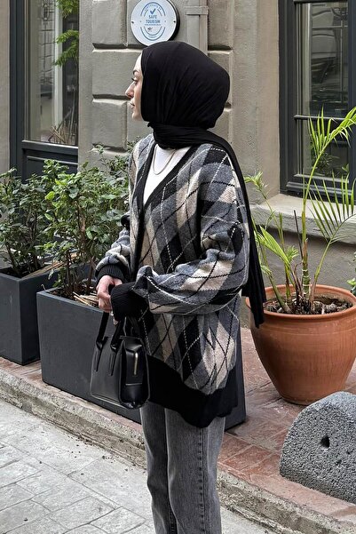 lamelif Crew Neck Short Cardigan Black