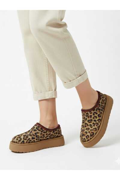 NiLi Women's Winter Inner Wool Suede Thick Sole Leopard Print Mini Boots