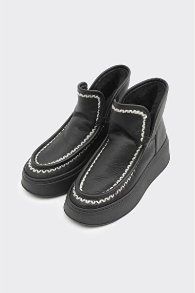 derinet Düz Taban Hakiki Deri Kadın Bot