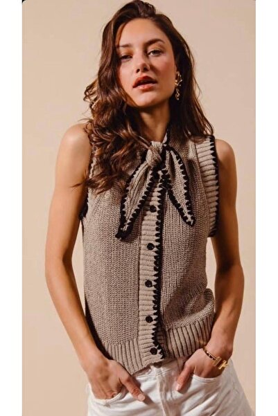 Özgürbutik Triko Scarf Collar Vest