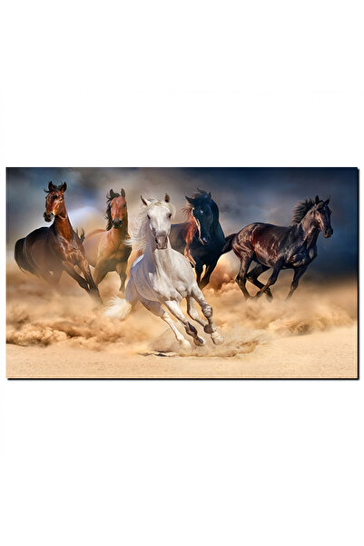 Generic لوحه جداريه كانفس - خيول ملونه تركض -538