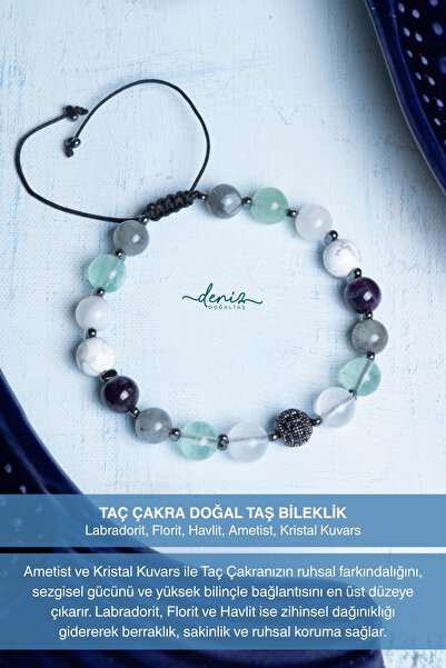 Deniz Doğal Taş سوار مكرامية من الحجر الطبيعي المعتمد من تاروت شاكرا
