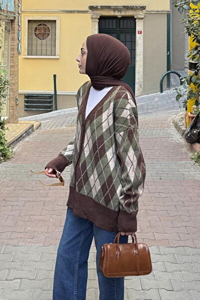 lamelif Crew Neck Short Cardigan Khaki