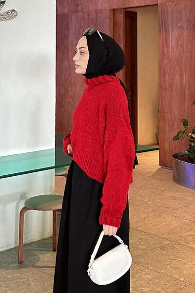 lamelif Crop Sweater Red