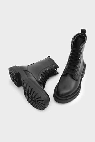 derinet Hakiki Deri Fermuarlı Kadın Uzun Bot