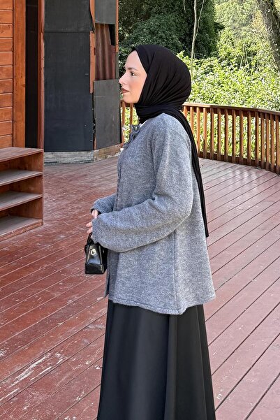 lamelif Collar Tie Detail Sweater Anthracite