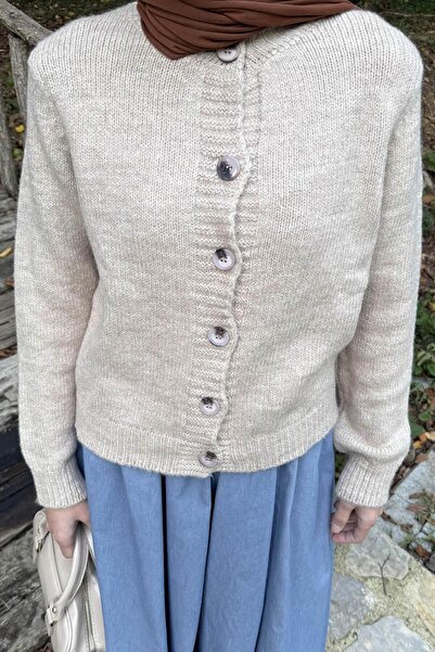 lamelif Κοντή ζακέτα με λαιμόκοψη μπεζ