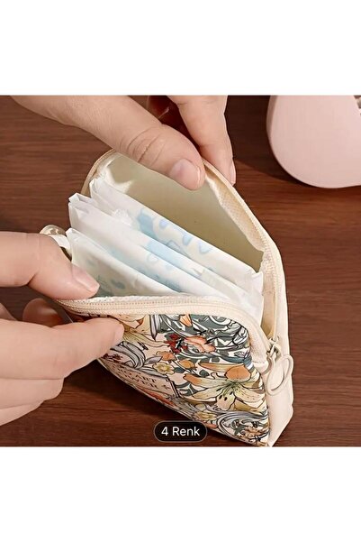 LUANSE ÇİÇEK DESENLİ VİNTAGE HİJYENİK PED SAKLAMA ÇANTASI