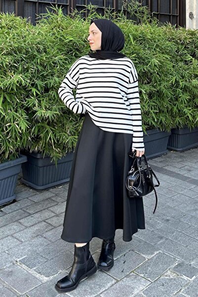 lamelif Striped Fisherman Sweater White